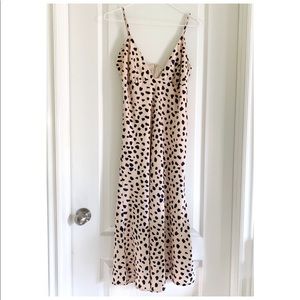 Silky leopard print midi slip dress